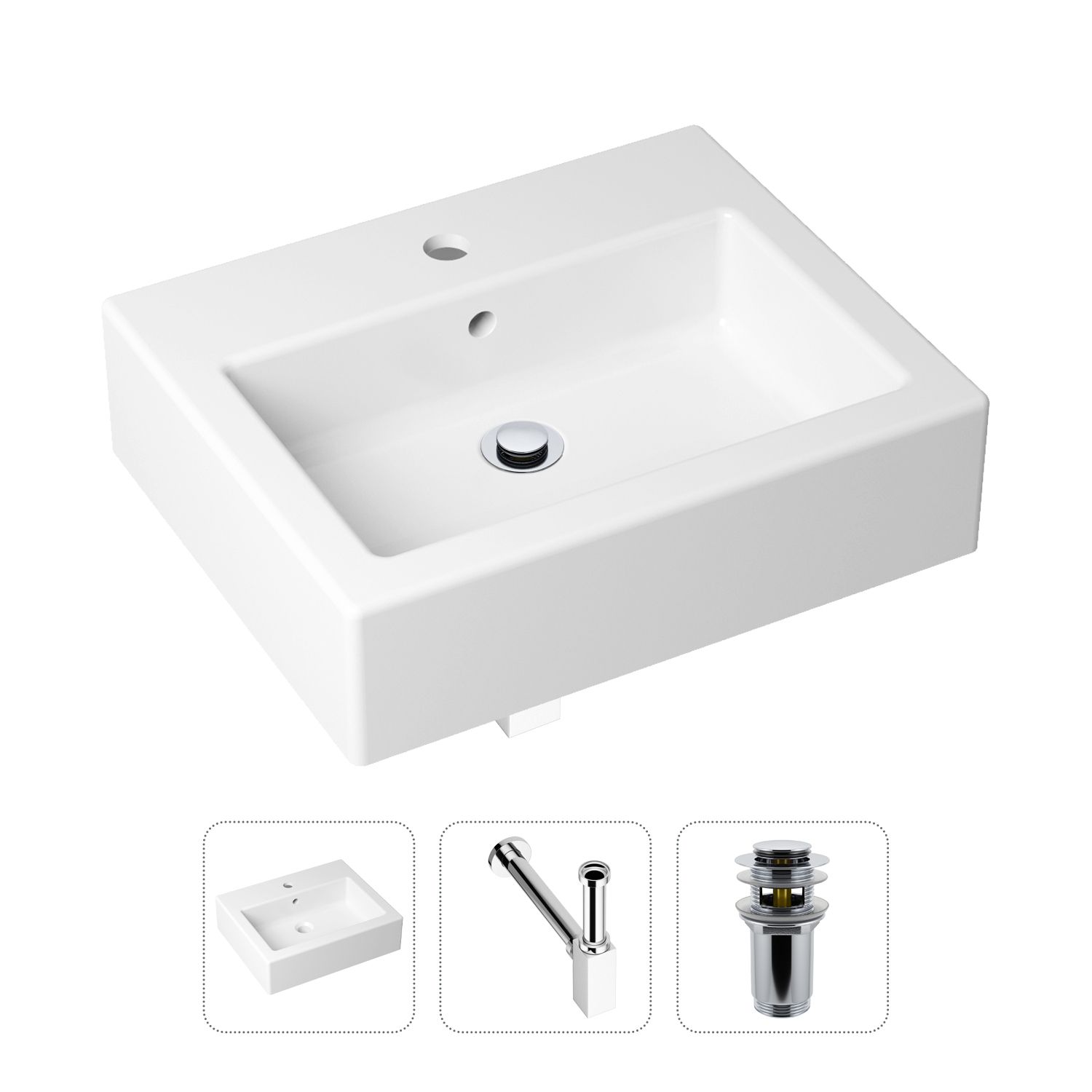 фото Комплект 3 в 1 lavinia boho bathroom sink 21520664: раковина 50.5 см, сифон, донный клапан