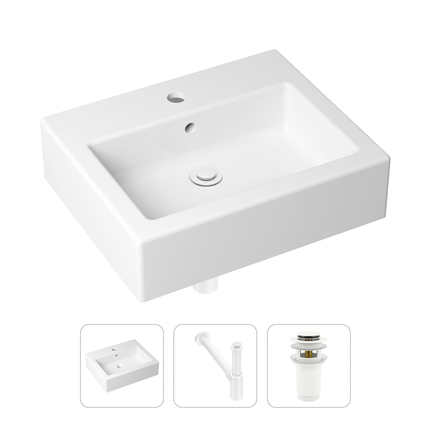 фото Комплект 3 в 1 lavinia boho bathroom sink 21520662: раковина 50.5 см, сифон, донный клапан