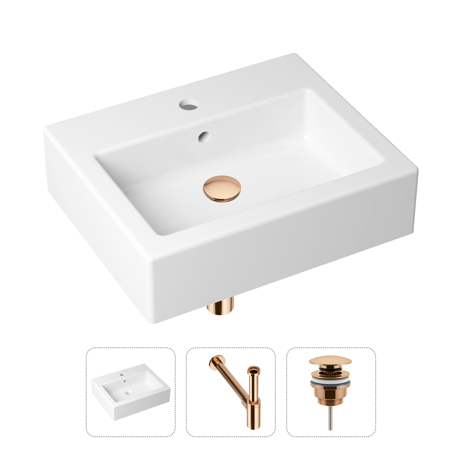 Комплект 3 в 1 Lavinia Boho Bathroom Sink 21520661: раковина 50.5 см, сифон, донный клапан