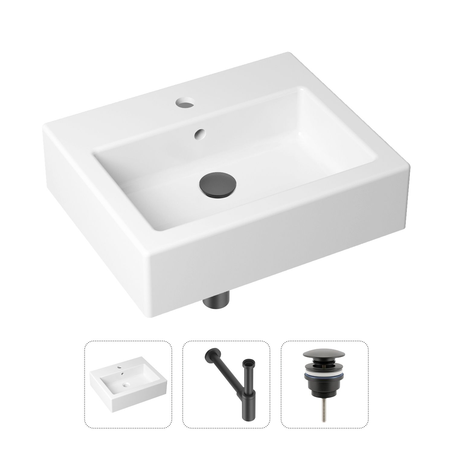 фото Комплект 3 в 1 lavinia boho bathroom sink 21520657: раковина 50.5 см, сифон, донный клапан