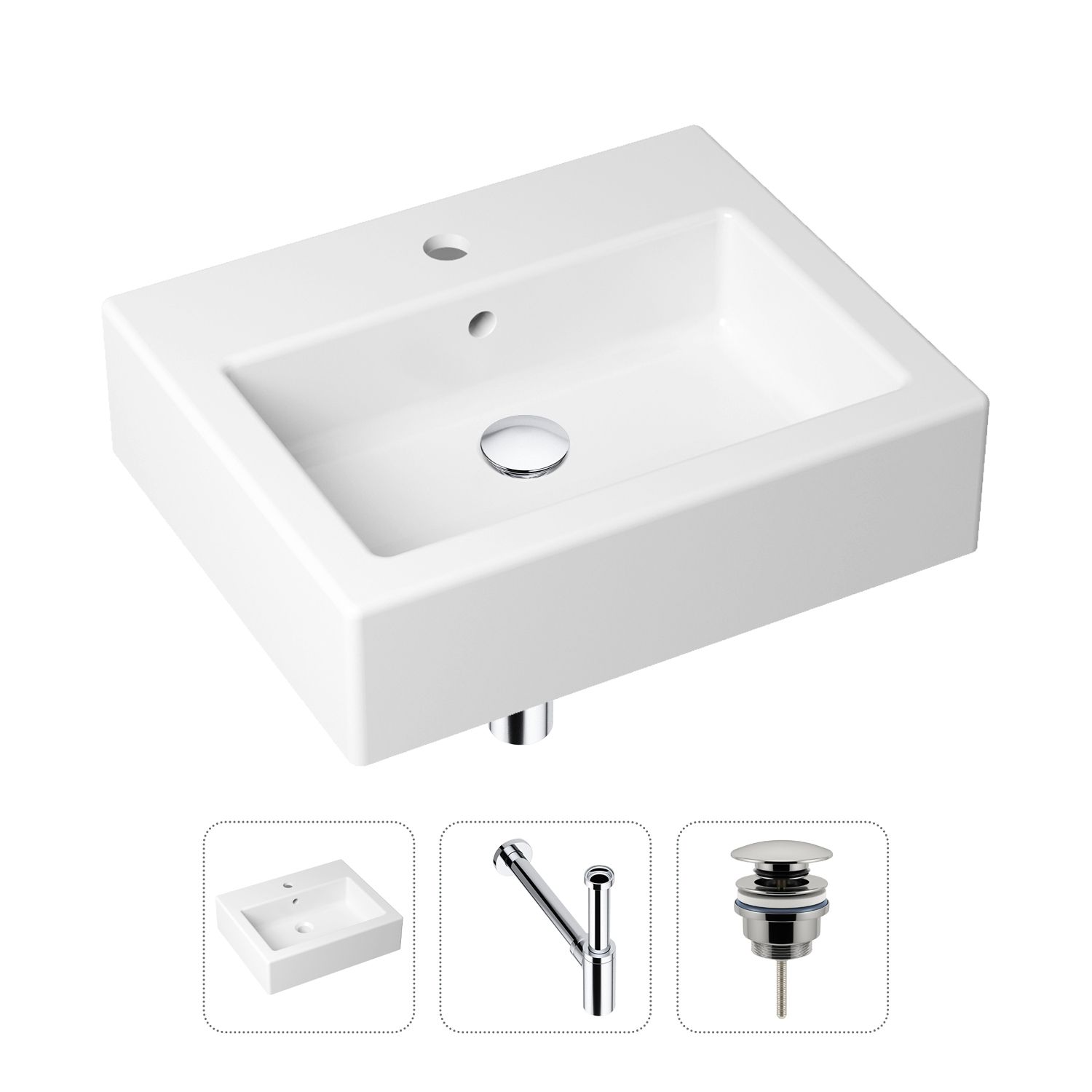 фото Комплект 3 в 1 lavinia boho bathroom sink 21520655: раковина 50.5 см, сифон, донный клапан