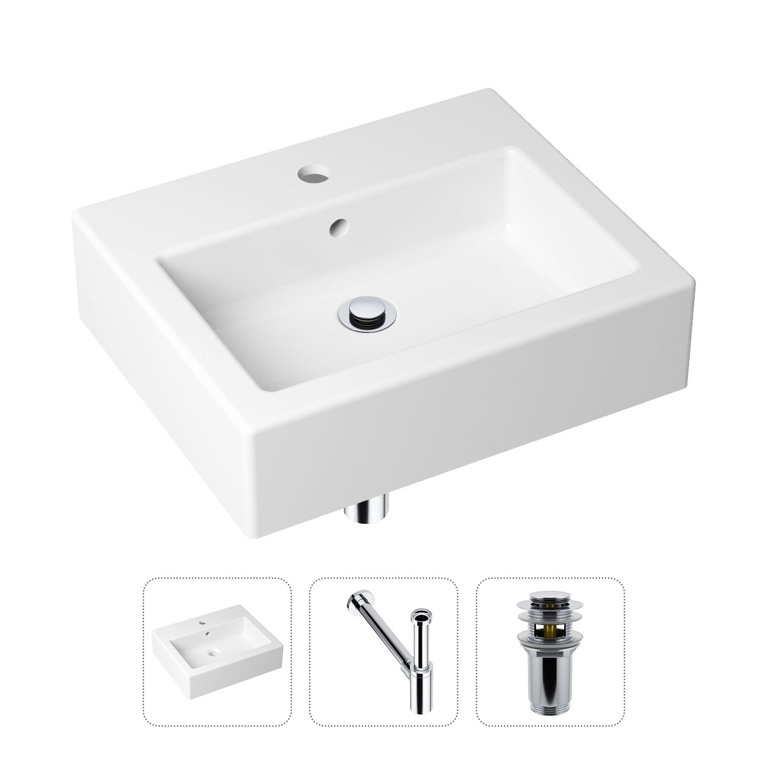 фото Комплект 3 в 1 lavinia boho bathroom sink 21520654: раковина 50.5 см, сифон, донный клапан