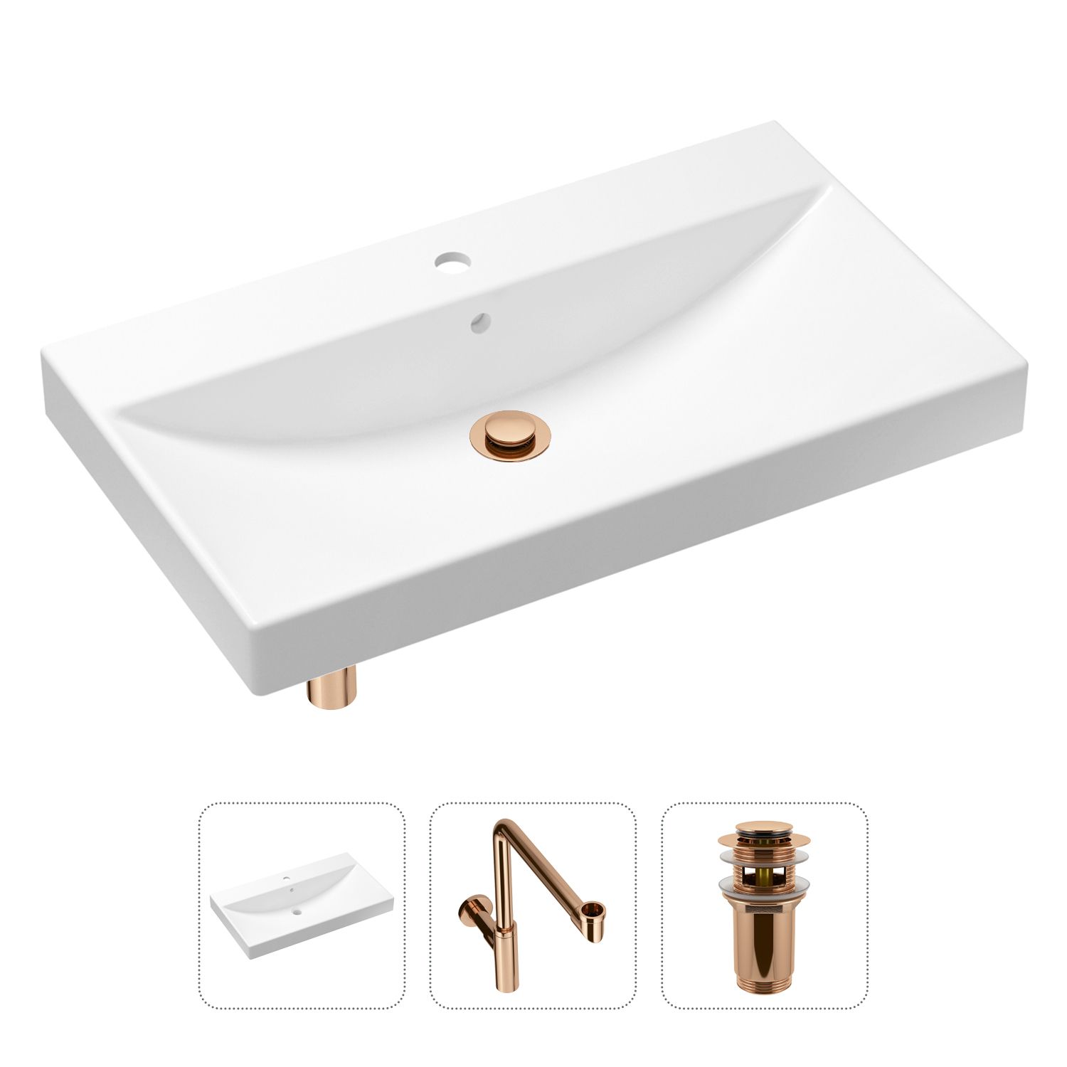 фото Комплект 3 в 1 lavinia boho bathroom sink 21520646: раковина 80 см, сифон, донный клапан