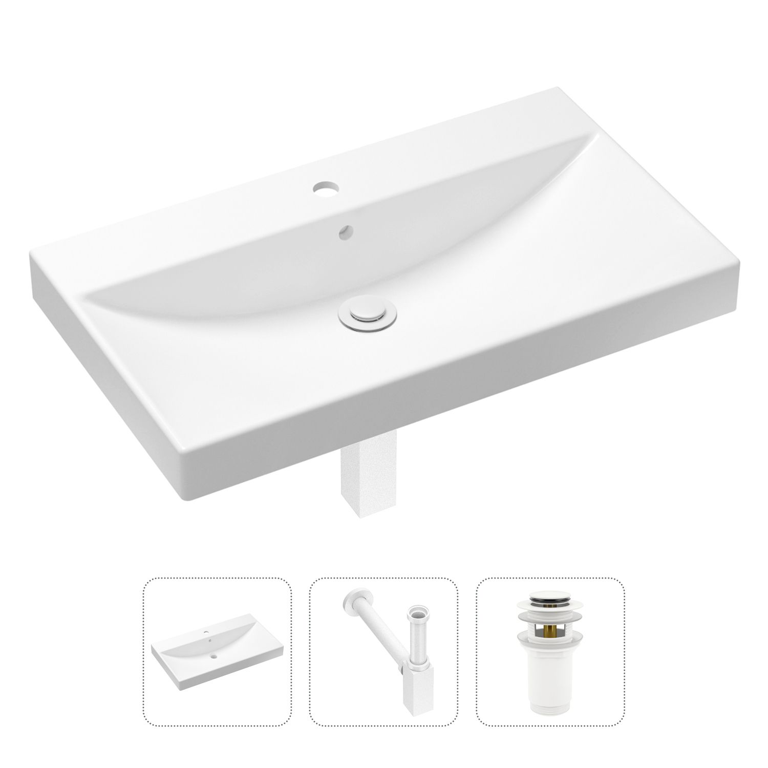Комплект 3 в 1 Lavinia Boho Bathroom Sink 21520618: раковина 80 см, сифон, донный клапан