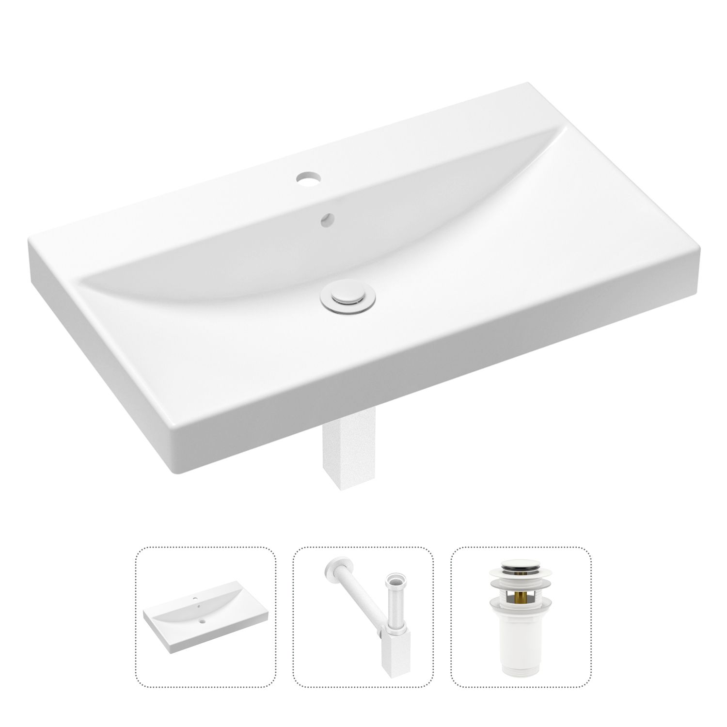 фото Комплект 3 в 1 lavinia boho bathroom sink 21520618: раковина 80 см, сифон, донный клапан