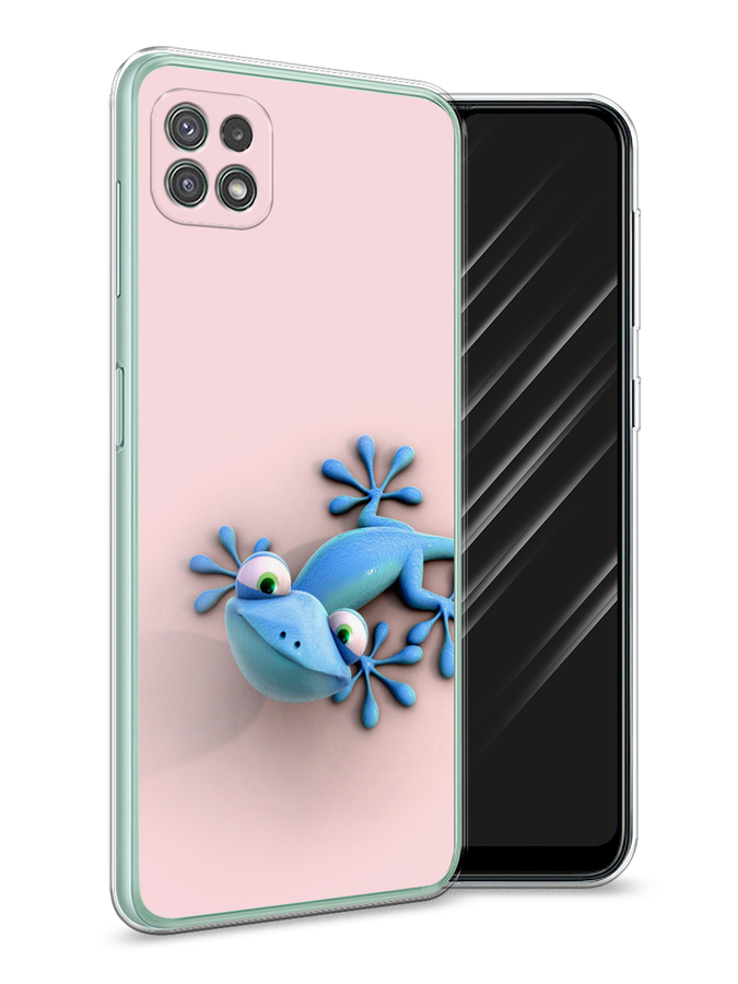

Чехол Awog на Samsung Galaxy A22s 5G / Самсунг A22s 5G "Голубая ящерка", Розовый;голубой;белый, 2104250-2