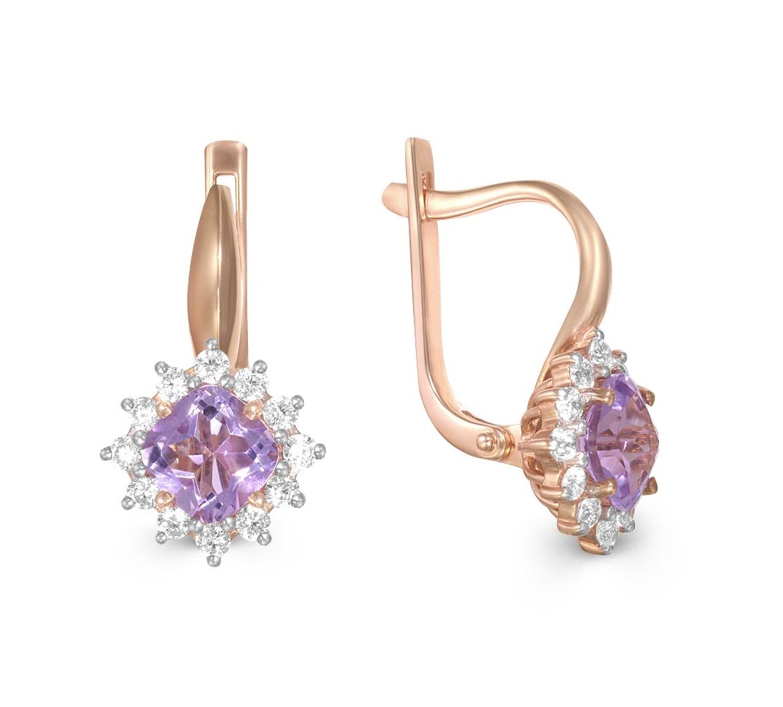 

Серьги из красного золота с аметистом NEWGOLD 102020291071am, 102020291071am