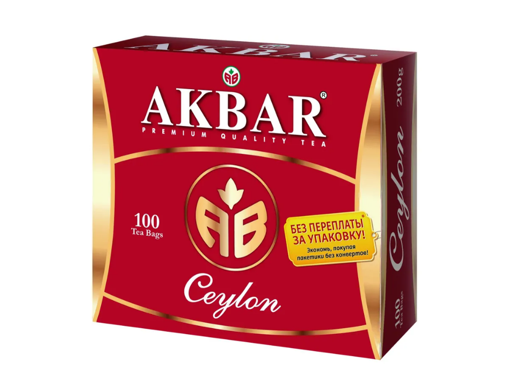 Чай Акбар  черный Ceylon 100 пакетиков