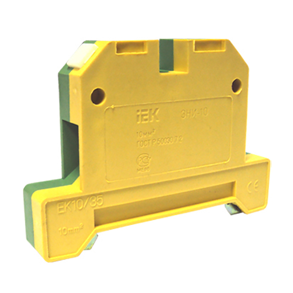 Клеммный зажим IEK на DIN-рейку ЗНИ-10 PEN желто-зеленый наборный блок зажимов на din рейку tdm