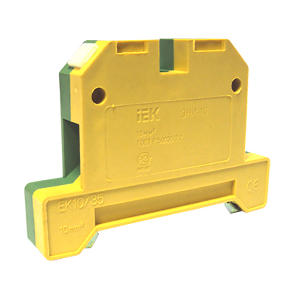Клеммный зажим IEK на DIN-рейку ЗНИ-6 PEN желто-зеленый наборный блок зажимов на din рейку tdm