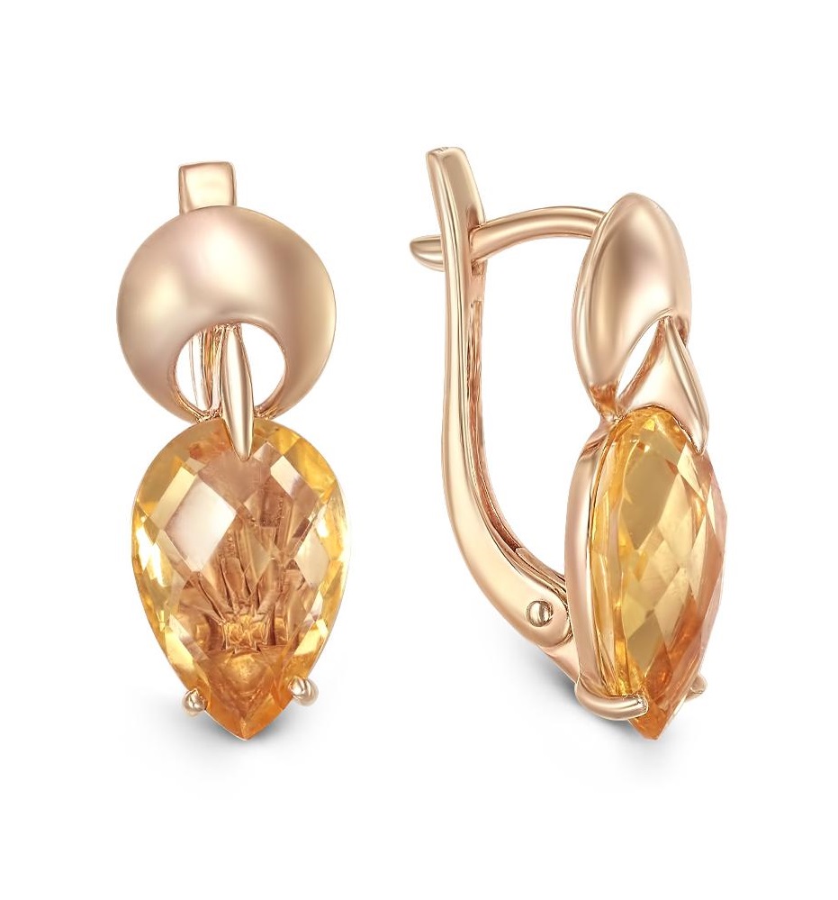

Серьги из красного золота с цитрином NEWGOLD 10200020720zt, 10200020720zt