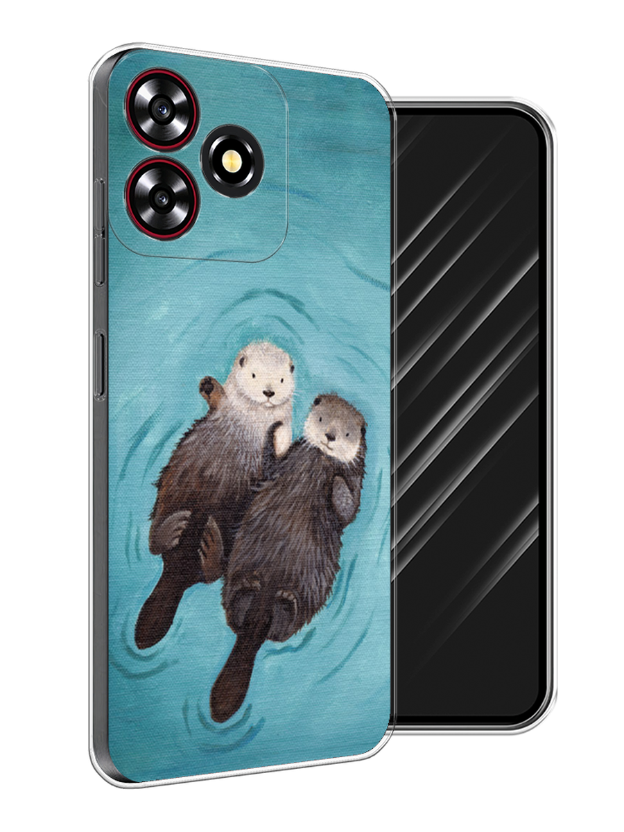 

Чехол Awog на ZTE Blade A73 4G "Парочка бобров", Голубой, 136450-1