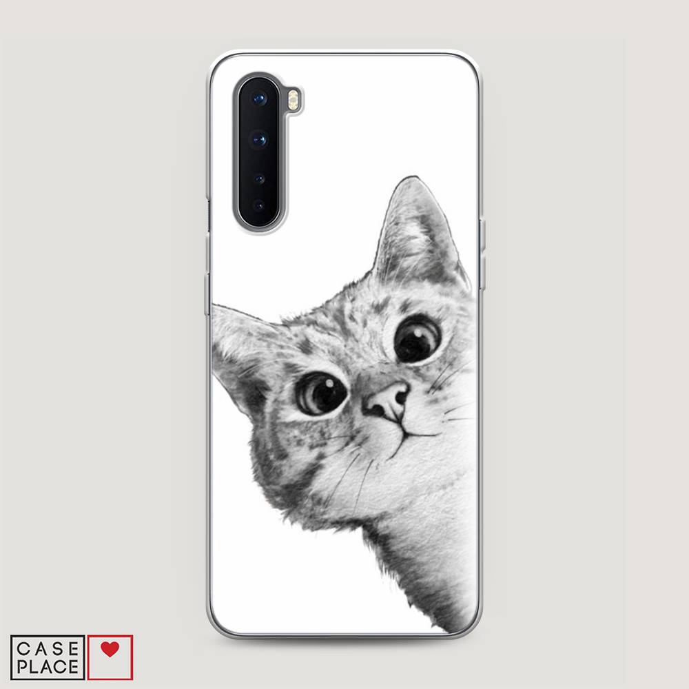 фото Чехол awog "кот рисунок черно-белый" для oneplus nord