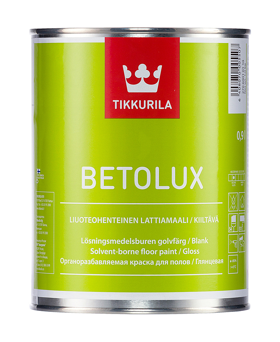 Краска Tikkurila Betolux, база A, 0,9 л алкидная краска tikkurila