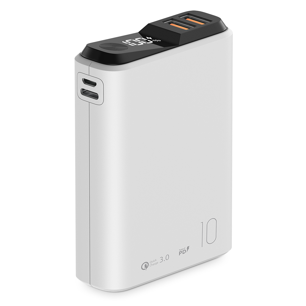 фото Внешний аккумулятор qs-10, 10000mah, 18w quickcharge3.0/powerdelivery, lcd, белый, olmio