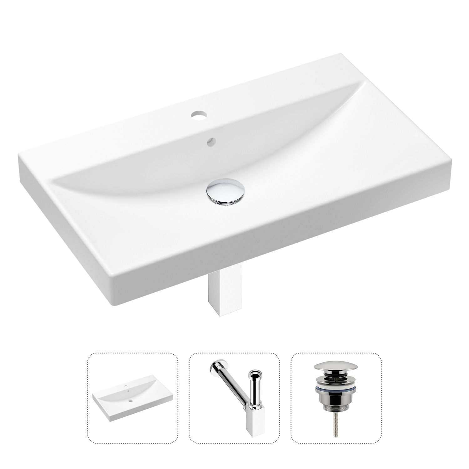 фото Комплект 3 в 1 lavinia boho bathroom sink 21520611: раковина 80 см, сифон, донный клапан