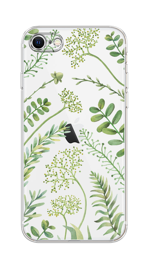 

Чехол на Apple iPhone 7/8/SE 2020/SE 2022 "Green Leaves", Зеленый;прозрачный, 10850-1