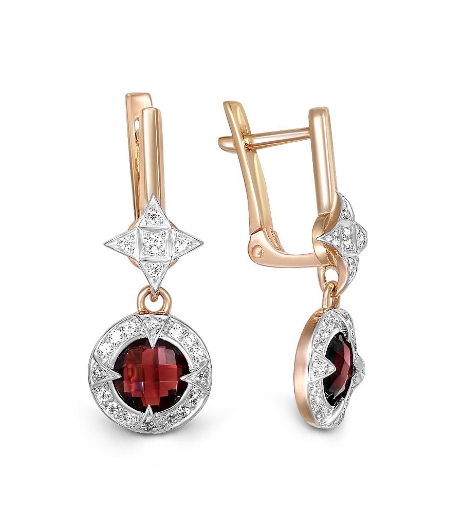 

Серьги из красного золота с гранатом NEWGOLD 102020291821gr, 102020291821gr