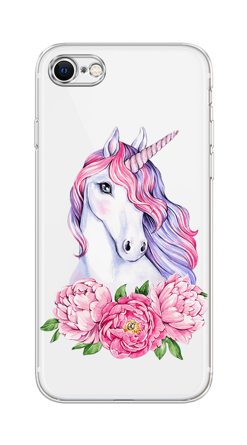 

Чехол на Apple iPhone 7/8/SE 2020/SE 2022 "Единорог с пионами", Розовый;белый;зеленый, 10850-1