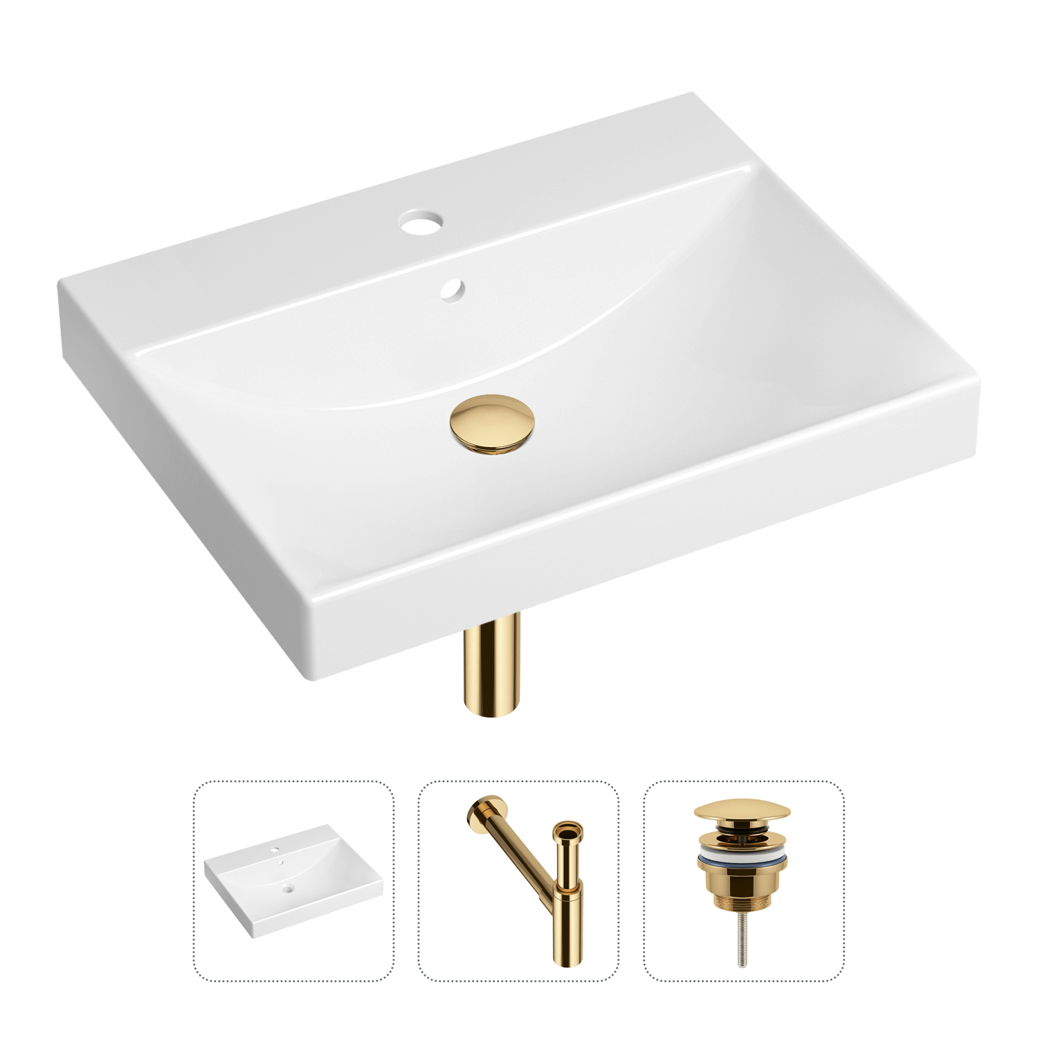 Комплект 3 в 1 Lavinia Boho Bathroom Sink 21520581: раковина 60 см, сифон, донный клапан формы для наращивания ногтей узкие 50 шт золотистый