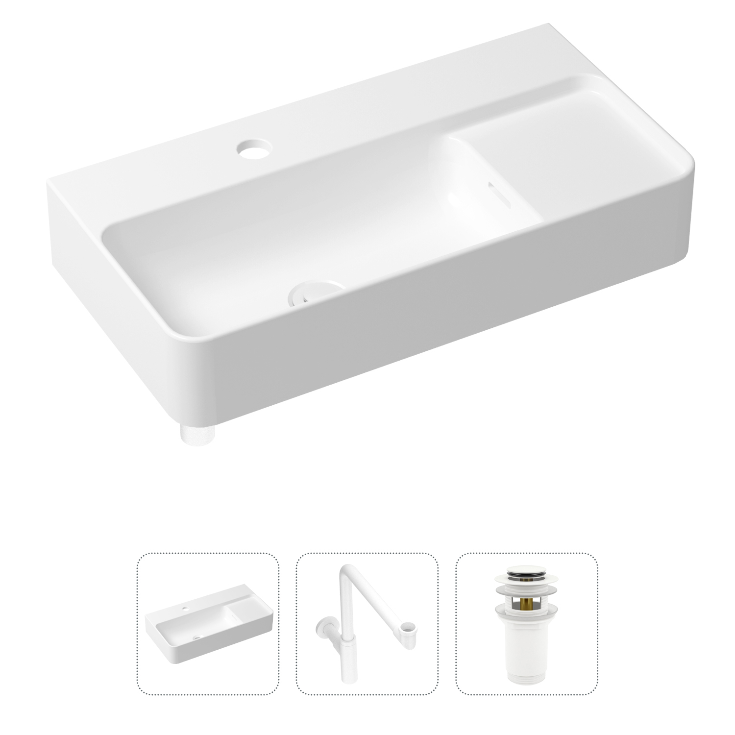 фото Комплект 3 в 1 lavinia boho bathroom sink 21520540: раковина 60 см, сифон, донный клапан