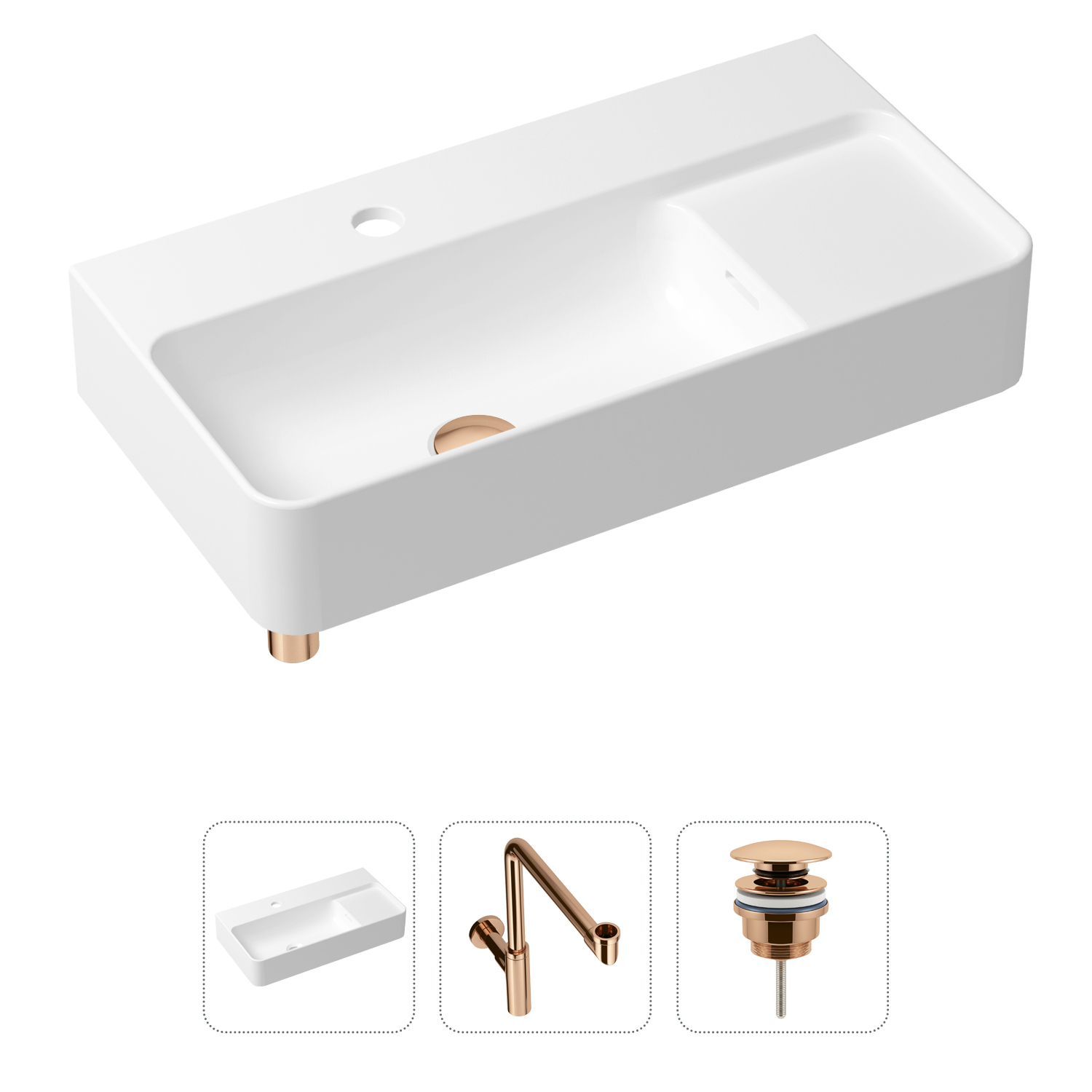 фото Комплект 3 в 1 lavinia boho bathroom sink 21520539: раковина 60 см, сифон, донный клапан