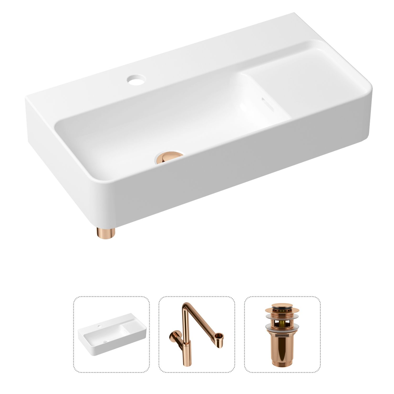 фото Комплект 3 в 1 lavinia boho bathroom sink 21520538: раковина 60 см, сифон, донный клапан