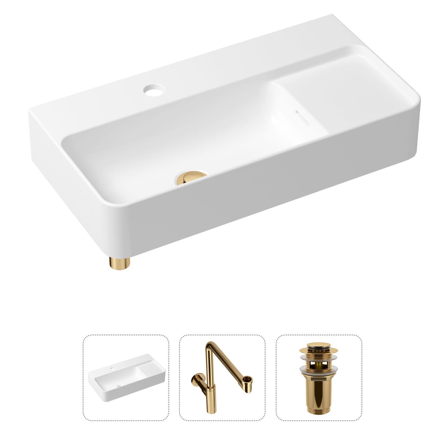 фото Комплект 3 в 1 lavinia boho bathroom sink 21520536: раковина 60 см, сифон, донный клапан