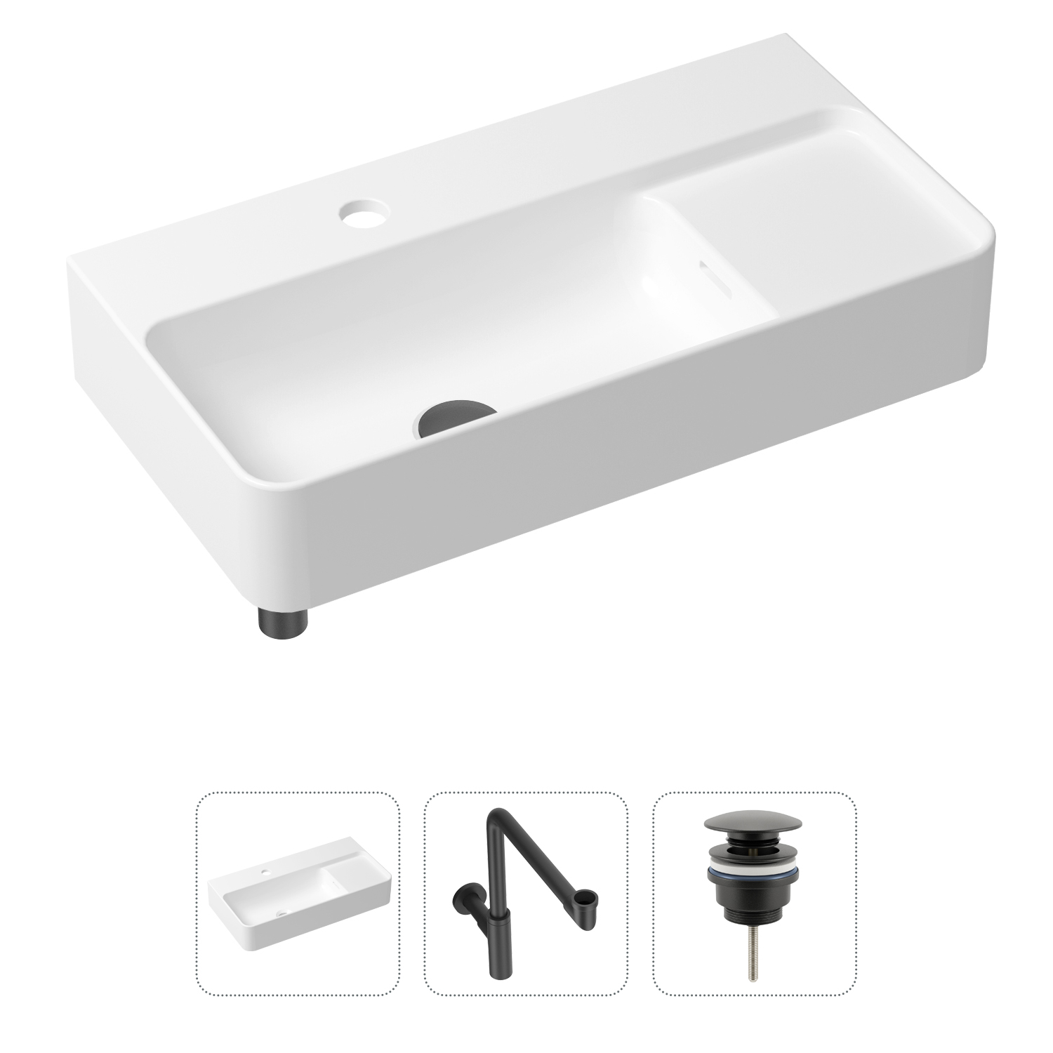 фото Комплект 3 в 1 lavinia boho bathroom sink 21520535: раковина 60 см, сифон, донный клапан