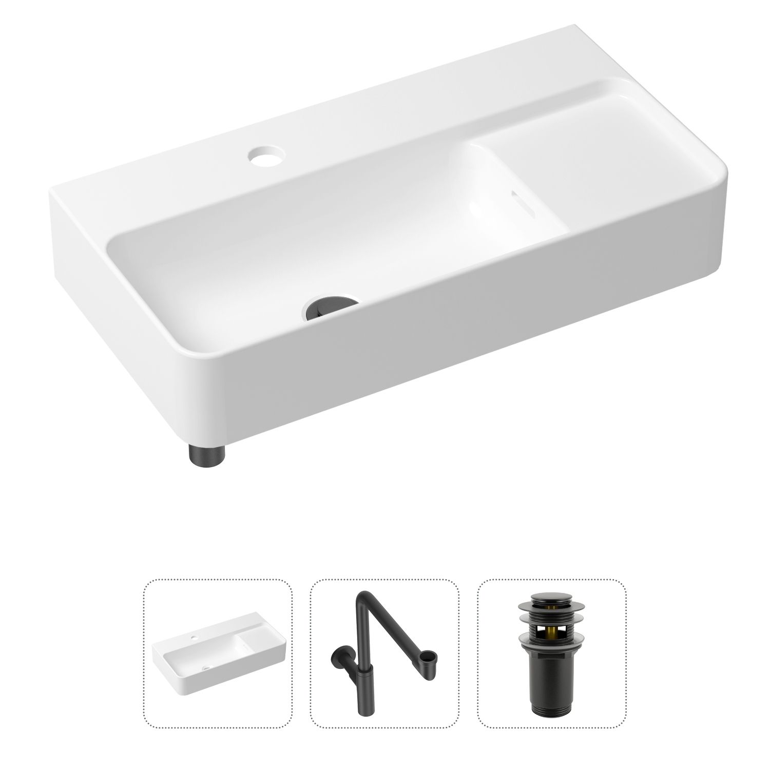 фото Комплект 3 в 1 lavinia boho bathroom sink 21520534: раковина 60 см, сифон, донный клапан