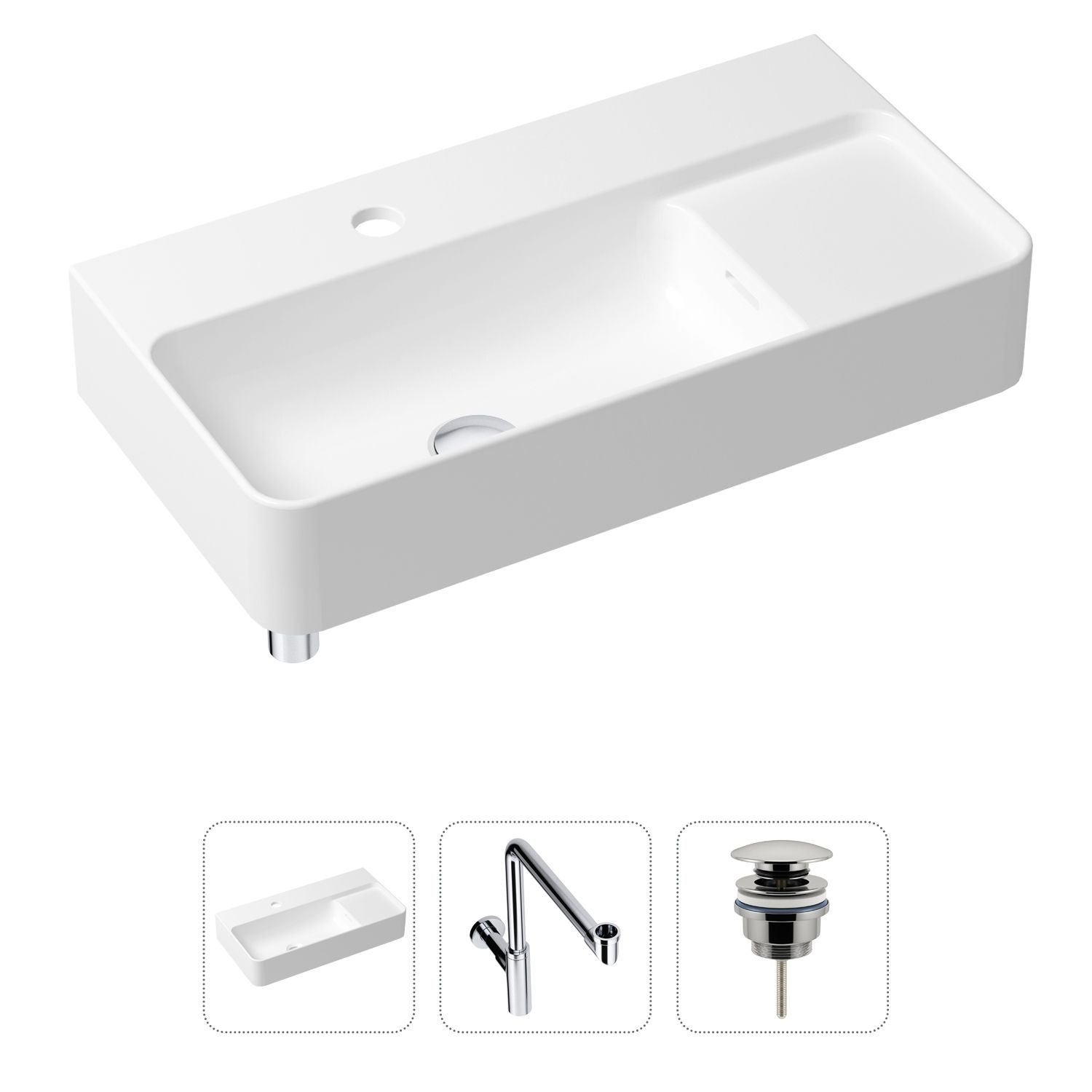 фото Комплект 3 в 1 lavinia boho bathroom sink 21520533: раковина 60 см, сифон, донный клапан