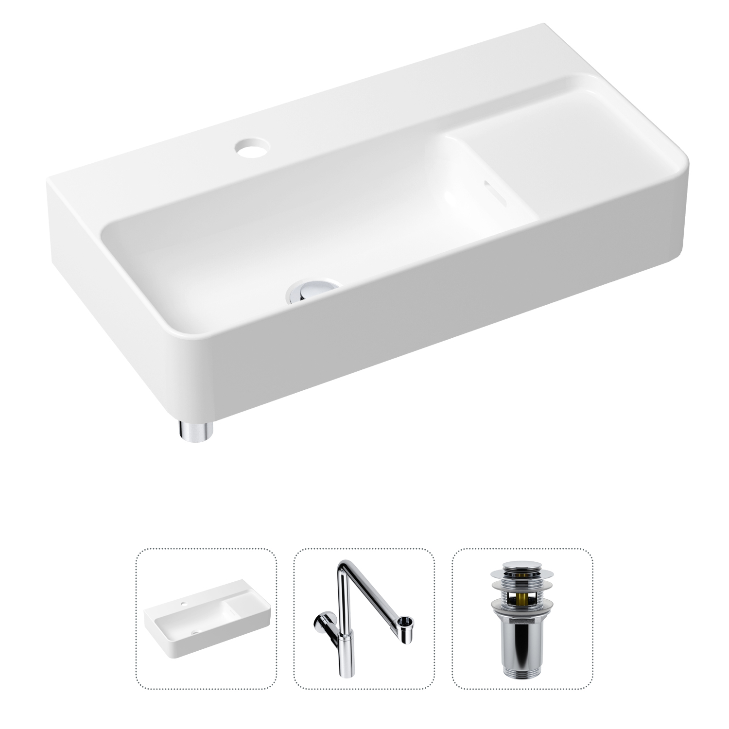 фото Комплект 3 в 1 lavinia boho bathroom sink 21520532: раковина 60 см, сифон, донный клапан