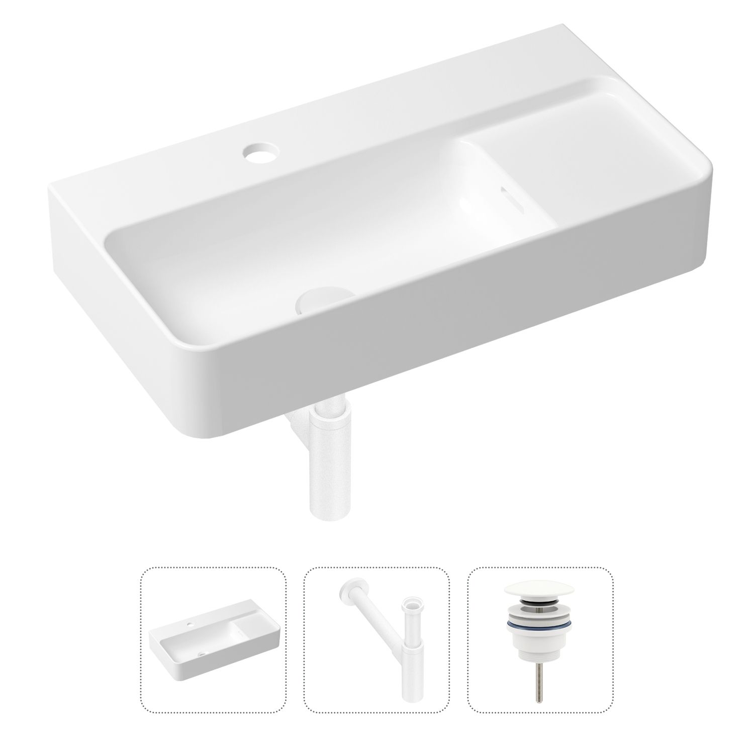 фото Комплект 3 в 1 lavinia boho bathroom sink 21520531: раковина 60 см, сифон, донный клапан