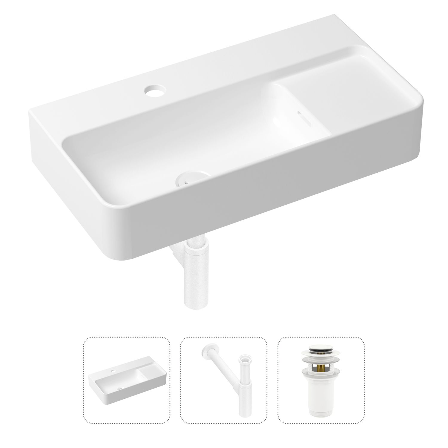 фото Комплект 3 в 1 lavinia boho bathroom sink 21520530: раковина 60 см, сифон, донный клапан