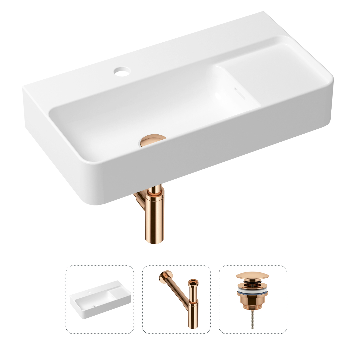 Комплект 3 в 1 Lavinia Boho Bathroom Sink 21520529: раковина 60 см, сифон, донный клапан набор чашек кофейных роза ложки из серебра 4 предмета