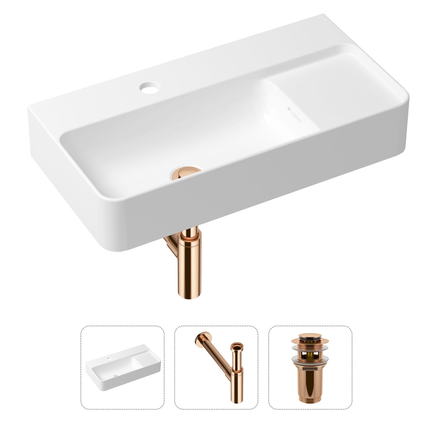 фото Комплект 3 в 1 lavinia boho bathroom sink 21520528: раковина 60 см, сифон, донный клапан