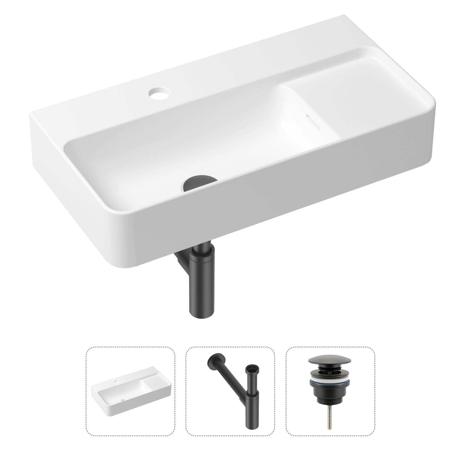 фото Комплект 3 в 1 lavinia boho bathroom sink 21520525: раковина 60 см, сифон, донный клапан