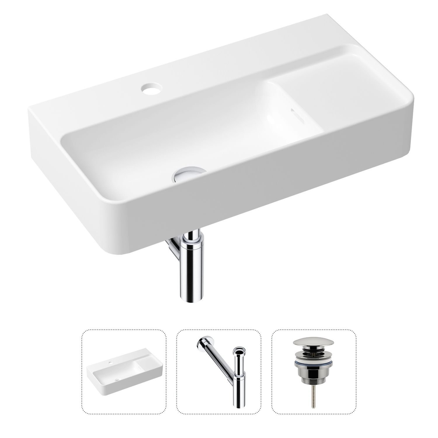 фото Комплект 3 в 1 lavinia boho bathroom sink 21520523: раковина 60 см, сифон, донный клапан