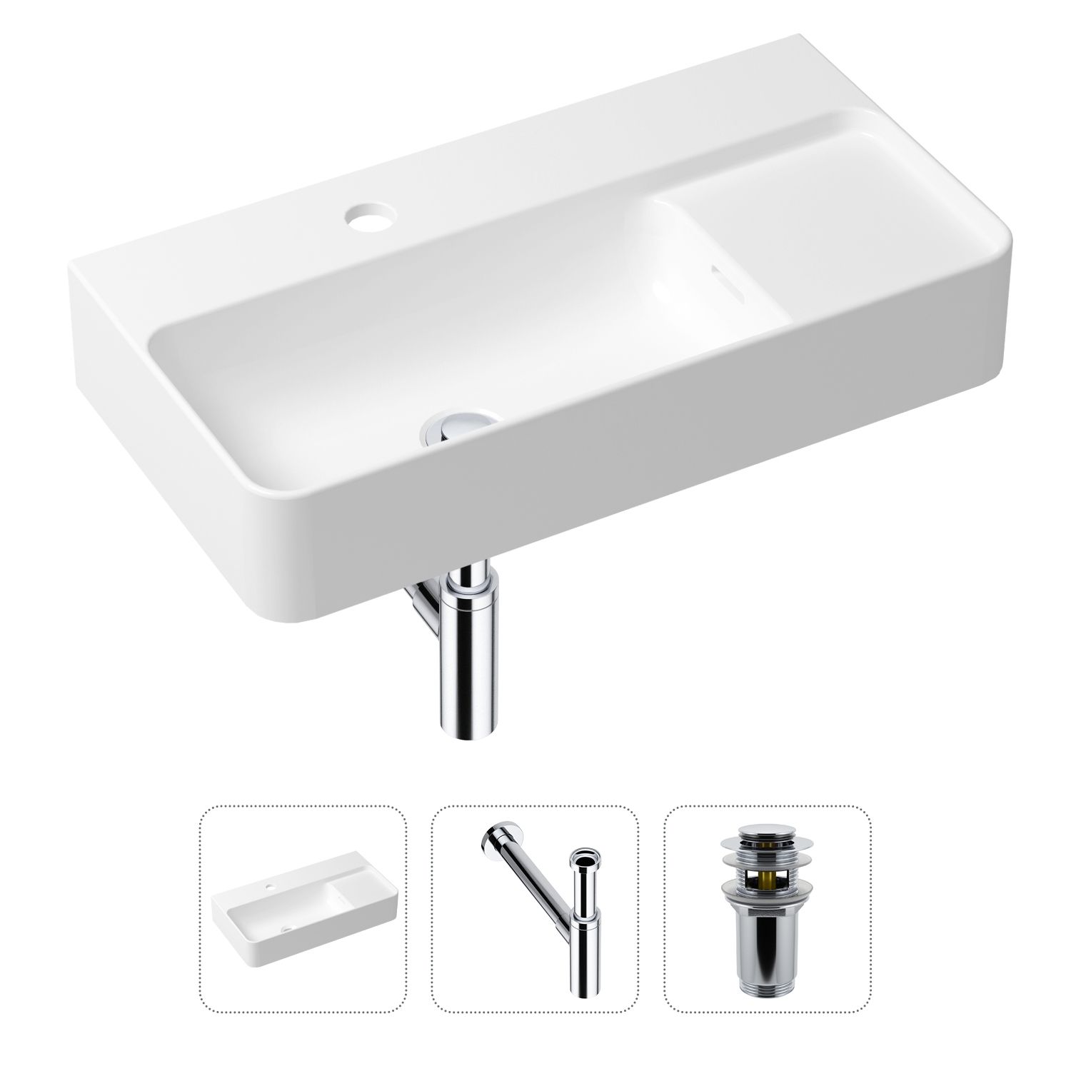 фото Комплект 3 в 1 lavinia boho bathroom sink 21520522: раковина 60 см, сифон, донный клапан