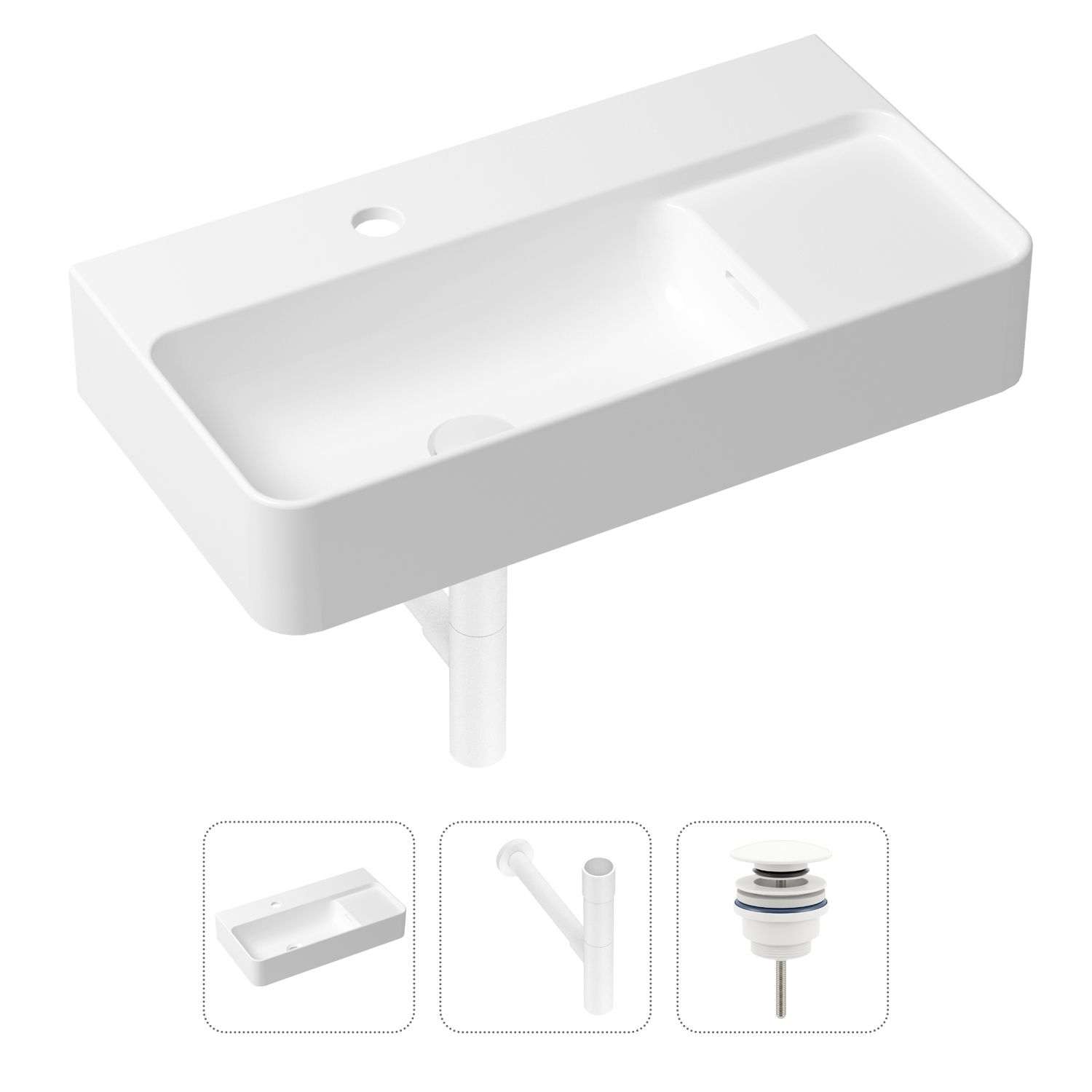 фото Комплект 3 в 1 lavinia boho bathroom sink 21520521: раковина 60 см, сифон, донный клапан