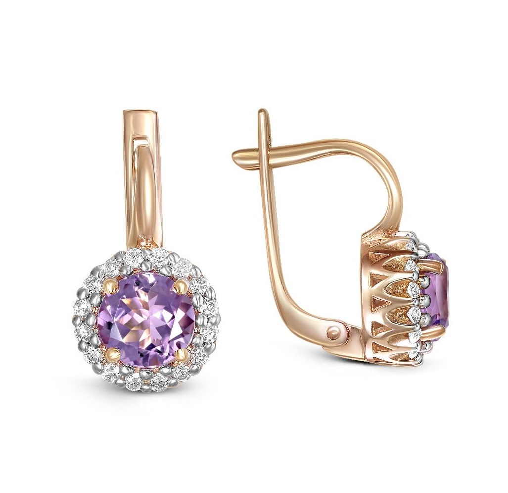 

Серьги из красного золота с аметистом NEWGOLD 102020291120am, 102020291120am