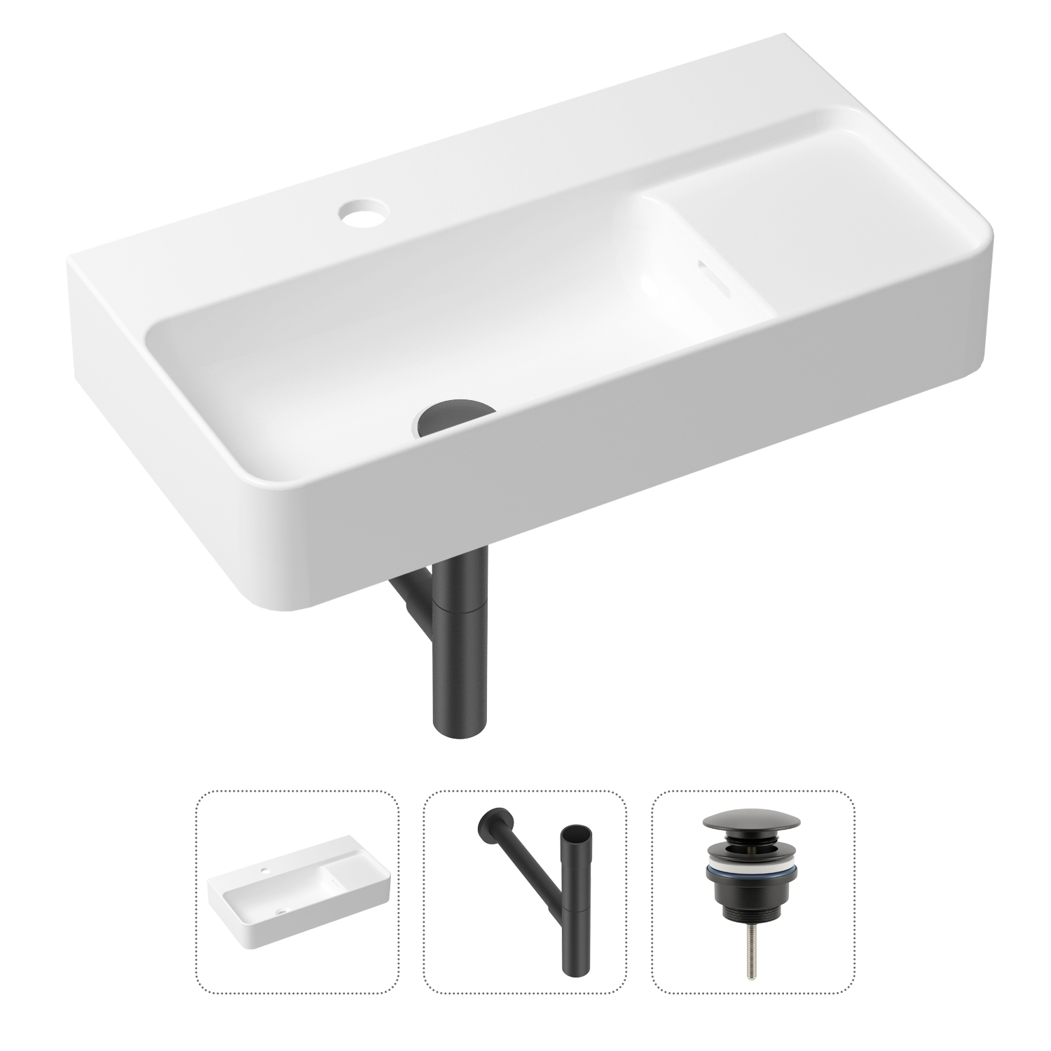 

Комплект 3 в 1 Lavinia Boho Bathroom Sink 21520515: раковина 60 см, сифон, донный клапан, Черный, Комплект раковин Lavinia Boho 33311011 (универсальный д/к, с сифоном №3)