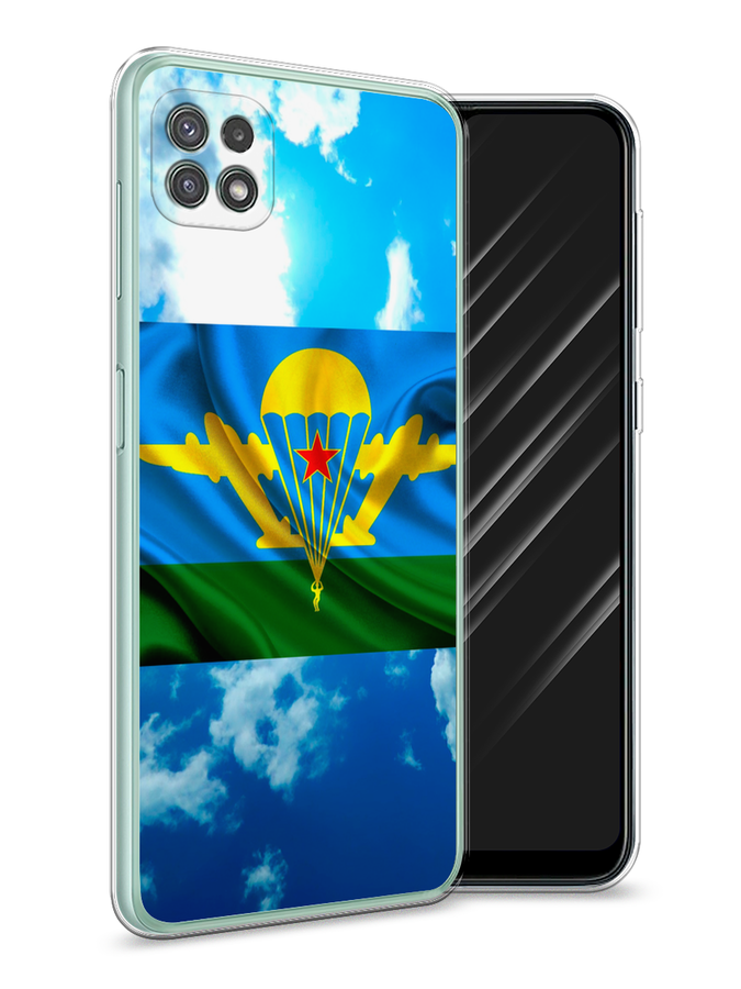 

Чехол Awog на Samsung Galaxy A22s 5G / Самсунг A22s 5G "ВДВ флаг в небесах", Синий;зеленый;желтый, 2104250-5
