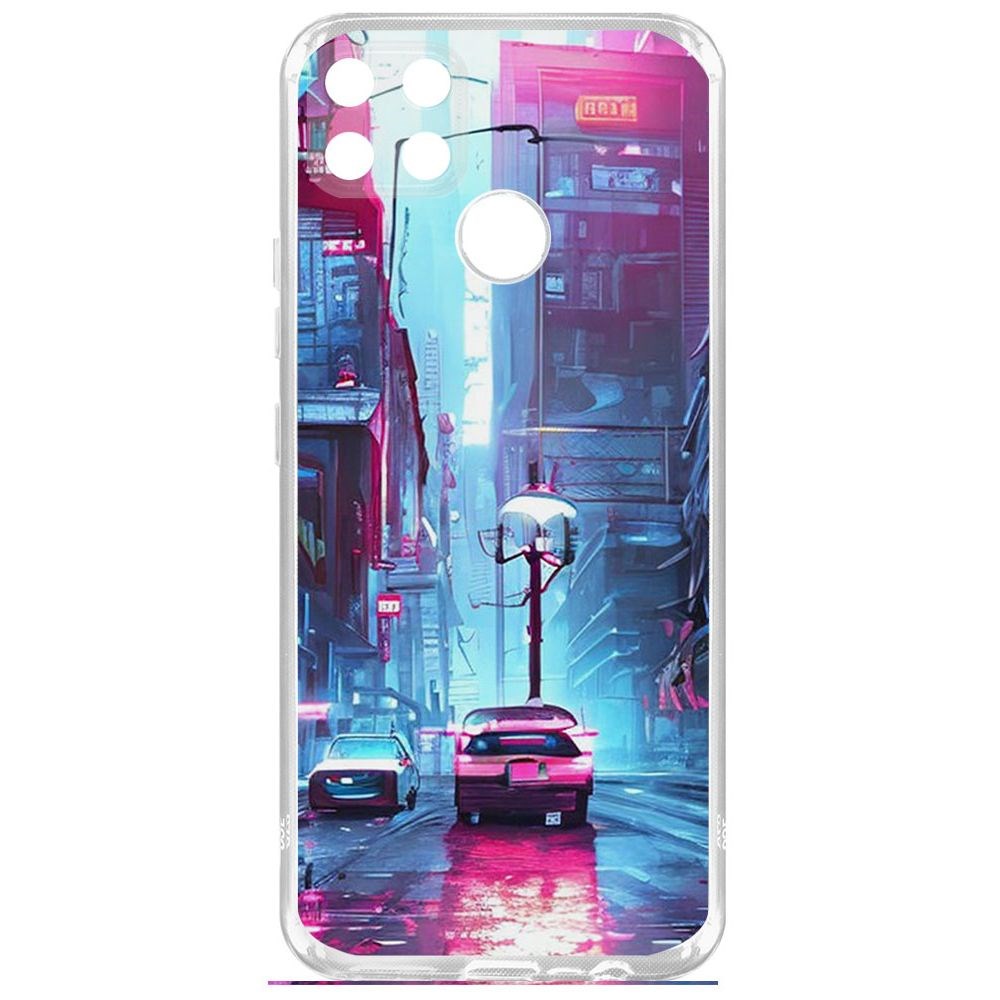 

Чехол-накладка Krutoff Clear Case Киберпанк Улица для Realme C25, Прозрачный