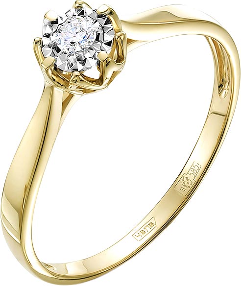 Кольцо из желтого золота с бриллиантом р. 17,5 Vesna jewelry 11498-359-00-00