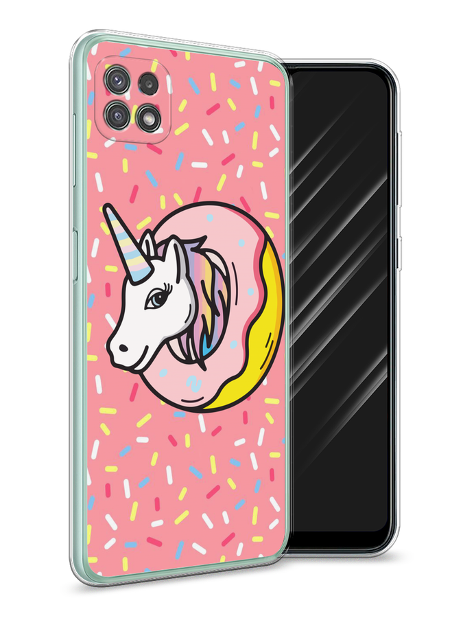 

Чехол Awog на Samsung Galaxy A22s 5G / Самсунг A22s 5G "Единорог в пончике", Розовый;желтый;белый, 2104250-2