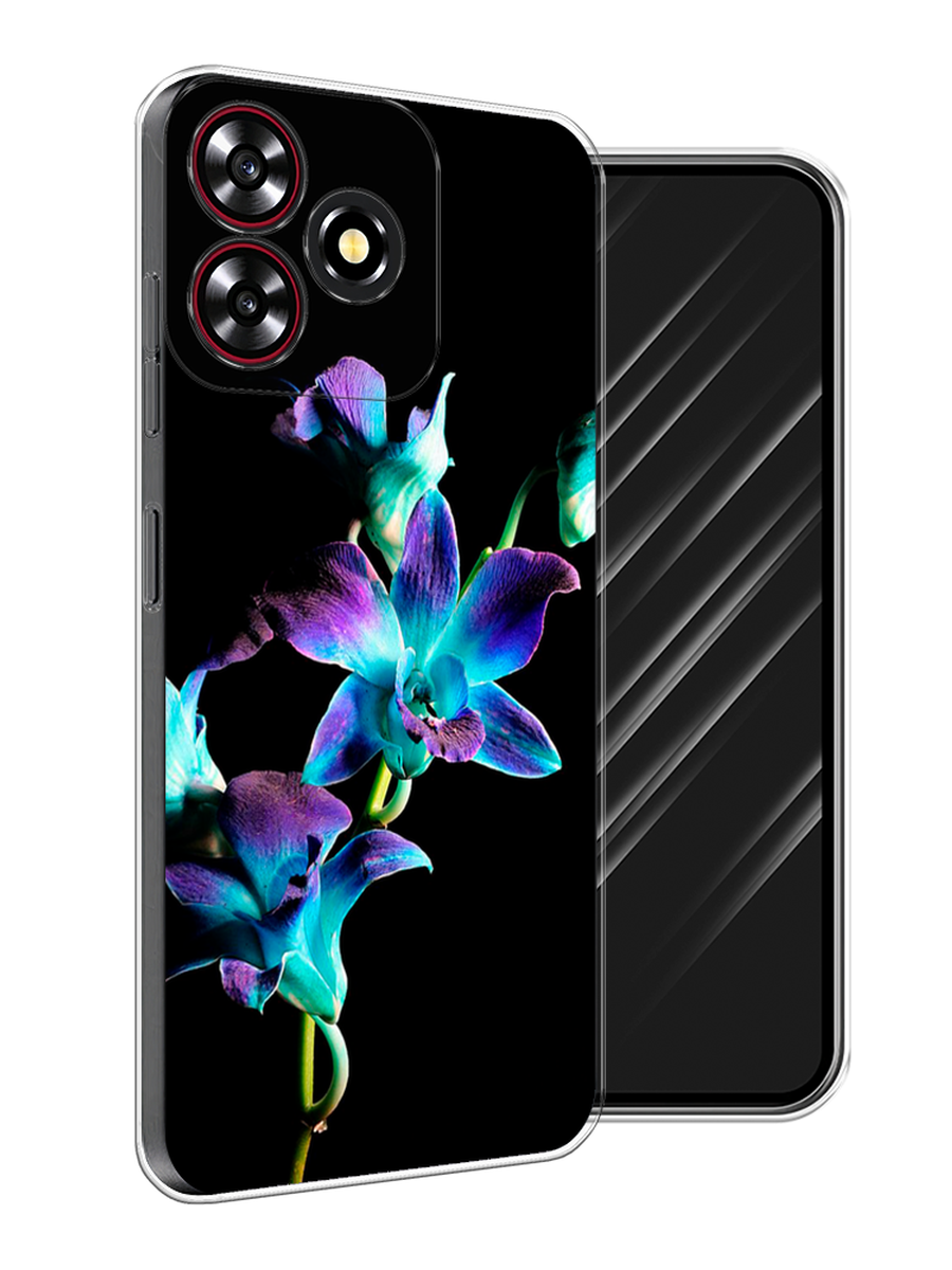 

Чехол Awog на ZTE Blade A73 4G "Синий цветок на черном", 136450-1
