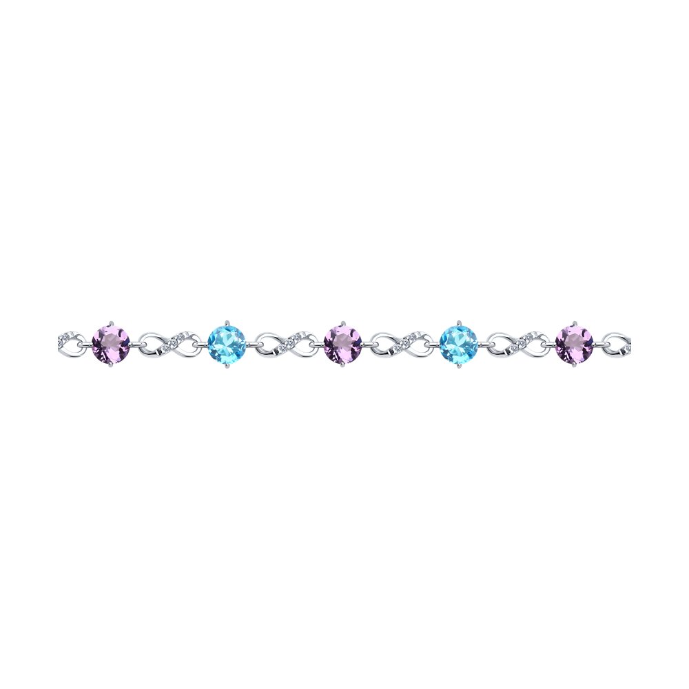 

Браслет из серебра р. 19 SOKOLOV 92050154, аметист, 92050154