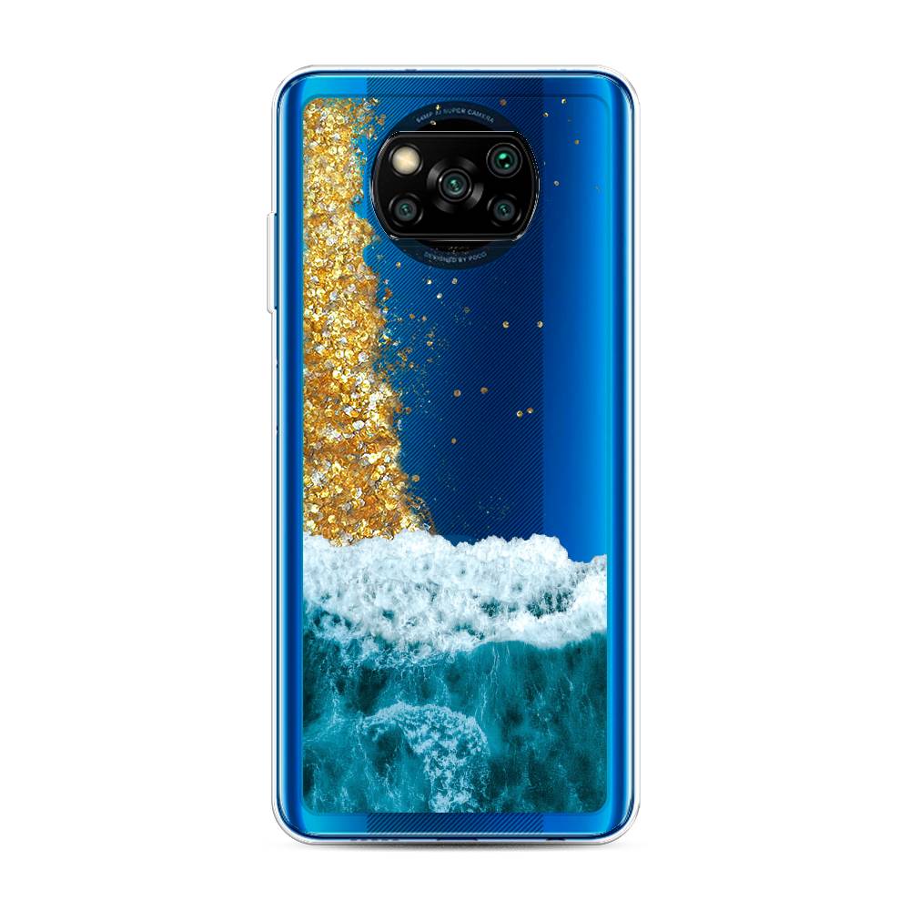 фото Жидкий чехол с блестками "морская пучина" на xiaomi poco x3 nfc awog