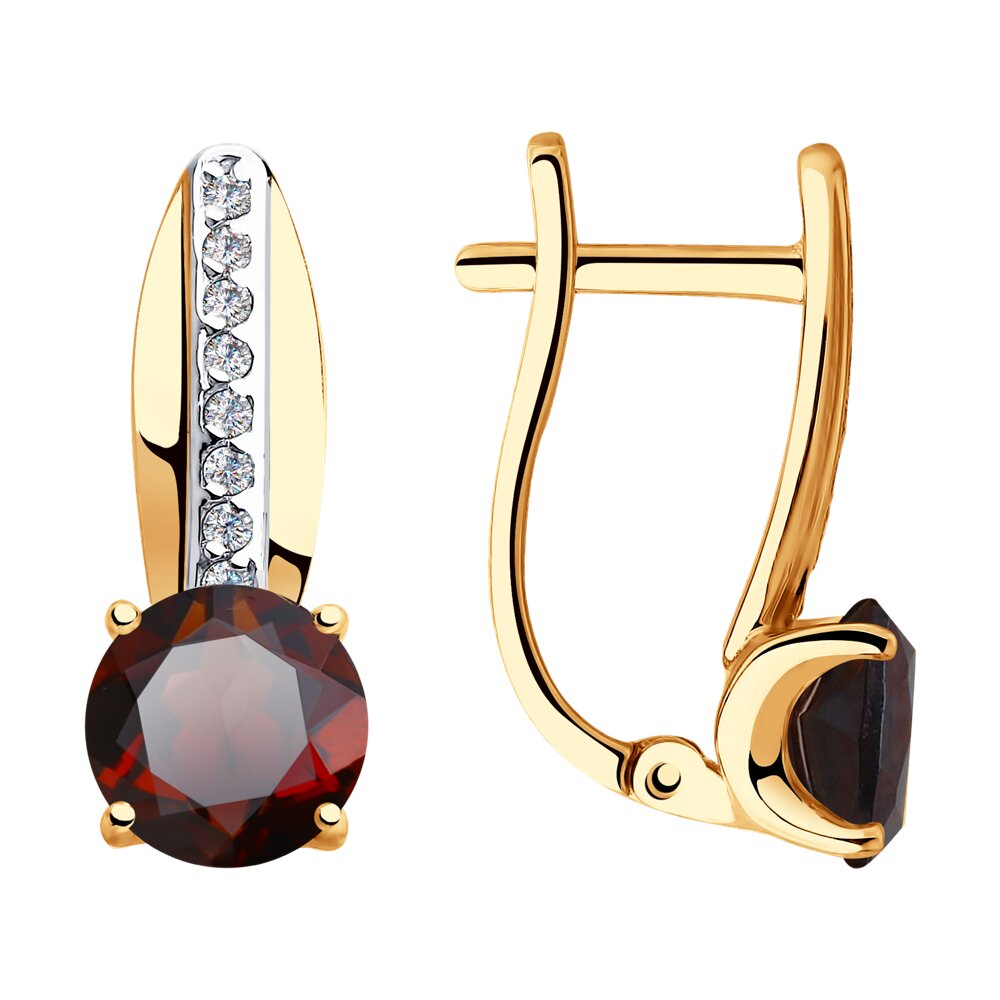 

Серьги женские из золота SOKOLOV 727056, гранат/фианит, 727056